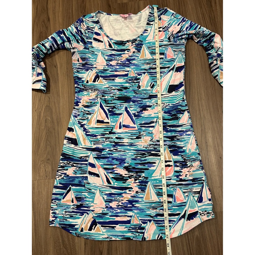Lilly Pulitzer Tammy Dress Sailboat Print 3/4 Sleeve Knit Casual Comfy Size S - Picture 10 of 13